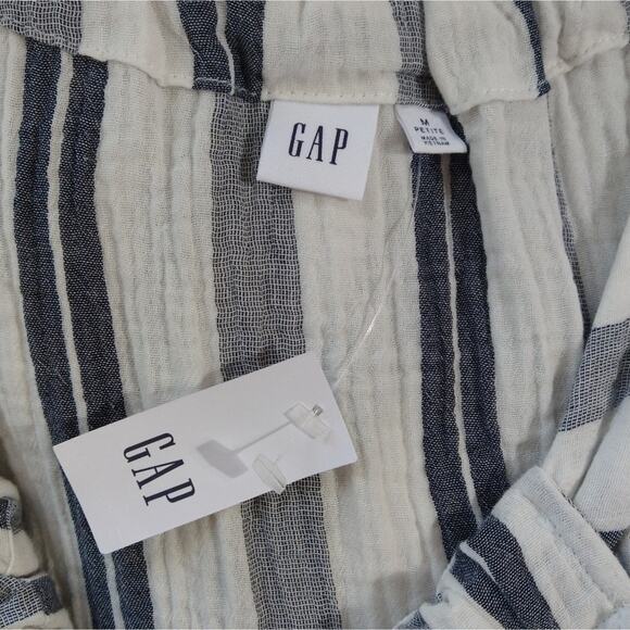 L Gap White Blue Striped Muslin Gauze Button Down Tank Top Shirt NWT Size MP - Picture 6 of 7